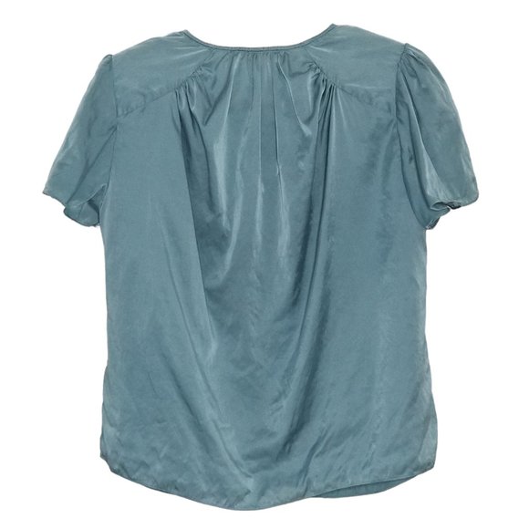 Rebecca Taylor Short-Sleeve Silk Charmeuse V-Neck Top, Size 6 - Picture 6 of 16